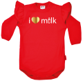 i love milk body z falbanką na długi rękaw w kolorze czerwonym