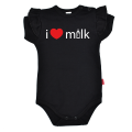 i love milk czarne body z falbanką na krótki rękaw