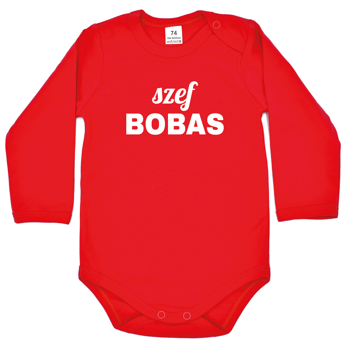 Szef bobas - czerwone body dziecięce na długi rękaw