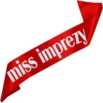 Miss Imprezy - czerwona szarfa z białym nadrukiem