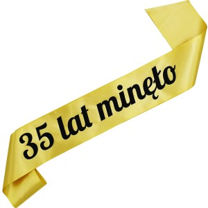 35 lat minęło - złota szarfa z czarnym nadrukiem