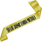 50 lat jaśnie lorda + imię - złota szarfa z czarnym nadrukiem