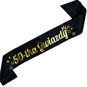  50-tka Gwiazdy - czarna szarfa ze złotym nadrukiem