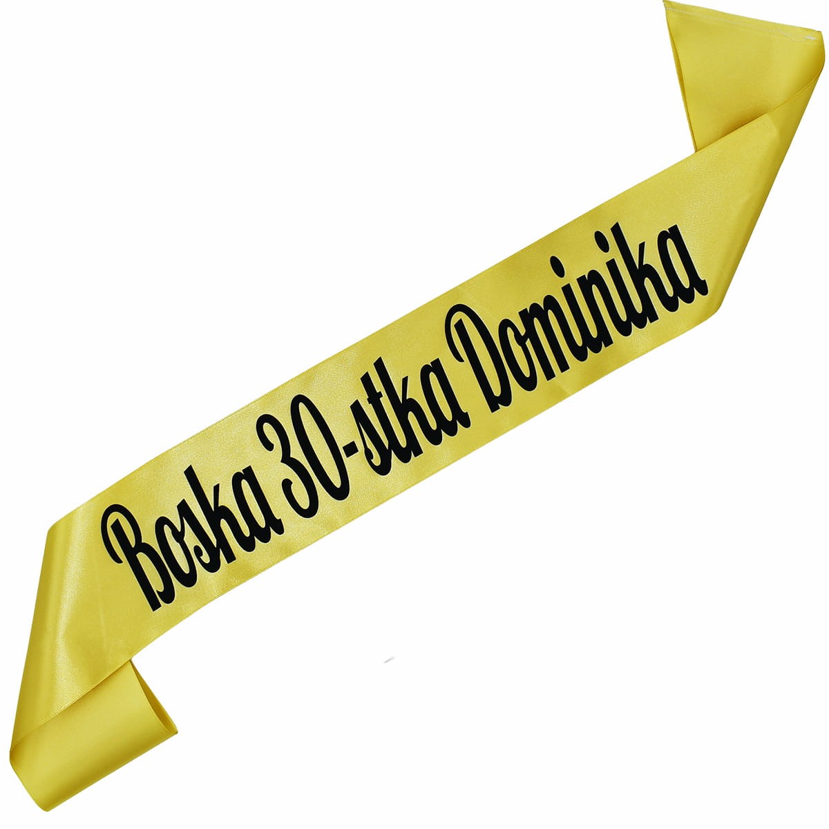 Boska 30-stka + imię - złota szarfa z czarnym nadrukiem