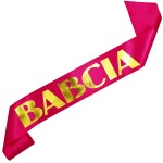 Babcia - fuksjowa szarfa ze złotym nadrukiem