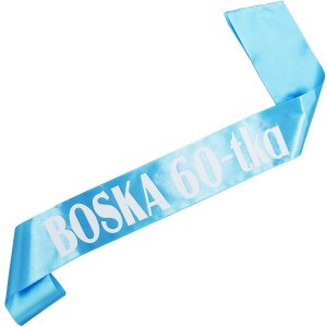 Boska 60-tka - turkusowa szarfa z białym nadrukiem