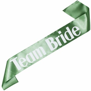 Team Bride - szałwiowa szarfa z białym nadrukiem
