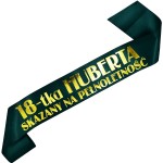 18-tka Skazany na pełnoletność + imię - zielonobutelkowa szarfa ze złotym nadrukiem