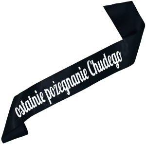 Ostatnie pożegnanie z dowolnym imieniem - czarna szarfa z białym nadrukiem