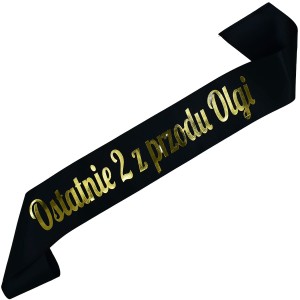 Ostatnie pożegnanie 2 z przodu + imię - czarna szarfa ze złotym nadrukiem