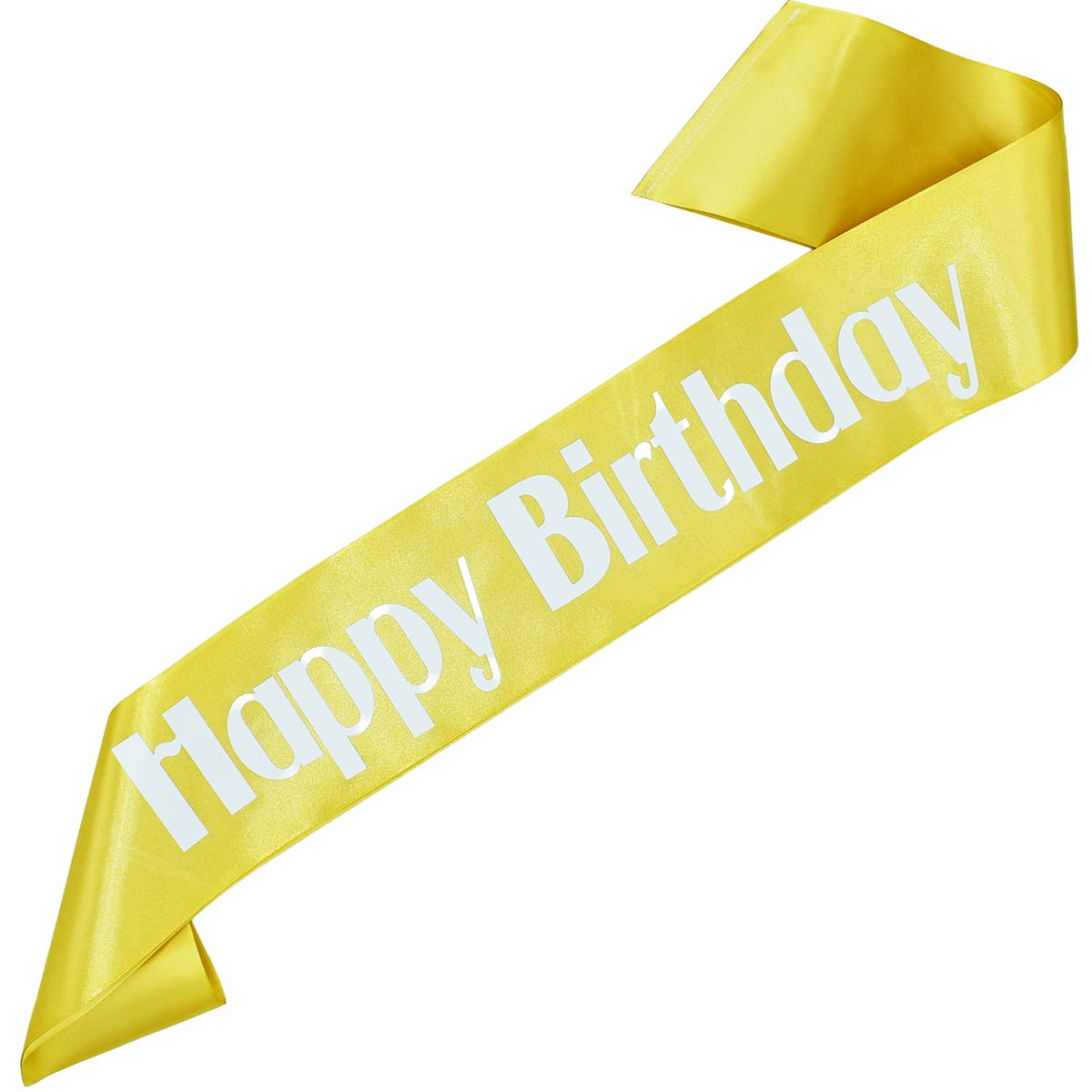 Happy Birthday - złota szarfa z białym nadrukiem