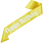 Happy Birthday - złota szarfa z białym nadrukiem