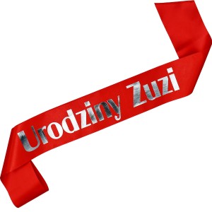 Szarfa Urodziny z dowolnym imieniem - srebrny nadruk