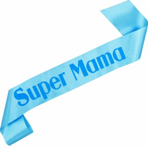 Super Mama - błękitna szarfa z niebieskim nadrukiem