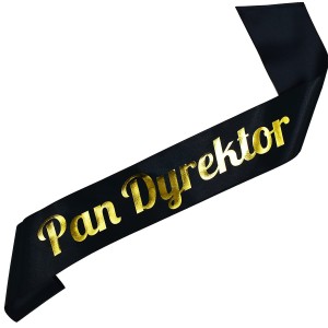 Pan Dyrektor - czarna szarfa ze złotym nadrukiem