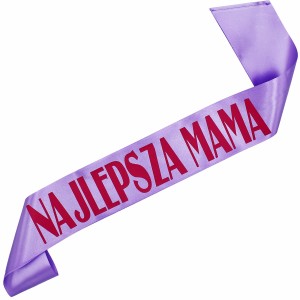 Najlepsza Mama - fioletowa szarfa z fuksjowym nadrukiem