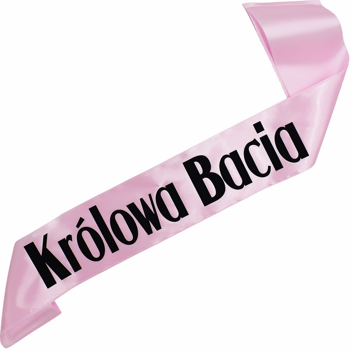 Królowa Babcia - jasnoróżowa szarfa z czarnym nadrukiem