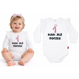 Body na roczek z falbanką Mam już roczek z cyferką 1