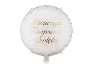 Balon foliowy Pierwsza komunia święta, 35x35 cm, mix