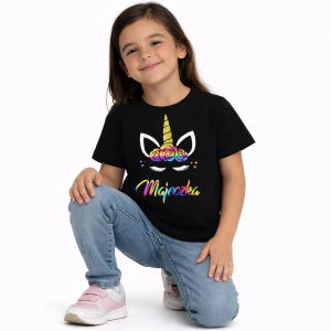 Koszulka czarna jednorożec + dowolne imię, unicorn