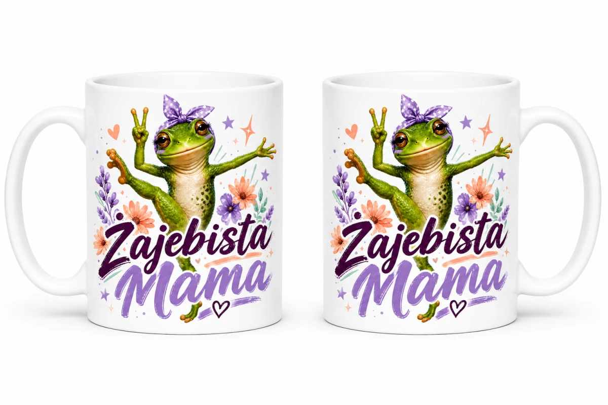 Kubek dla mamy - Żajebista Mama z fioletową chustką