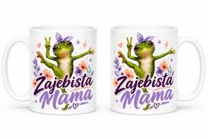Kubek dla mamy - Żajebista Mama z fioletową chustką