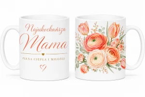 Kubek dla mamy - Najukochańsza Mama, kwiaty