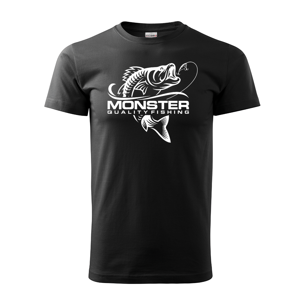 czarna koszulka wędkarska monster quality fishing