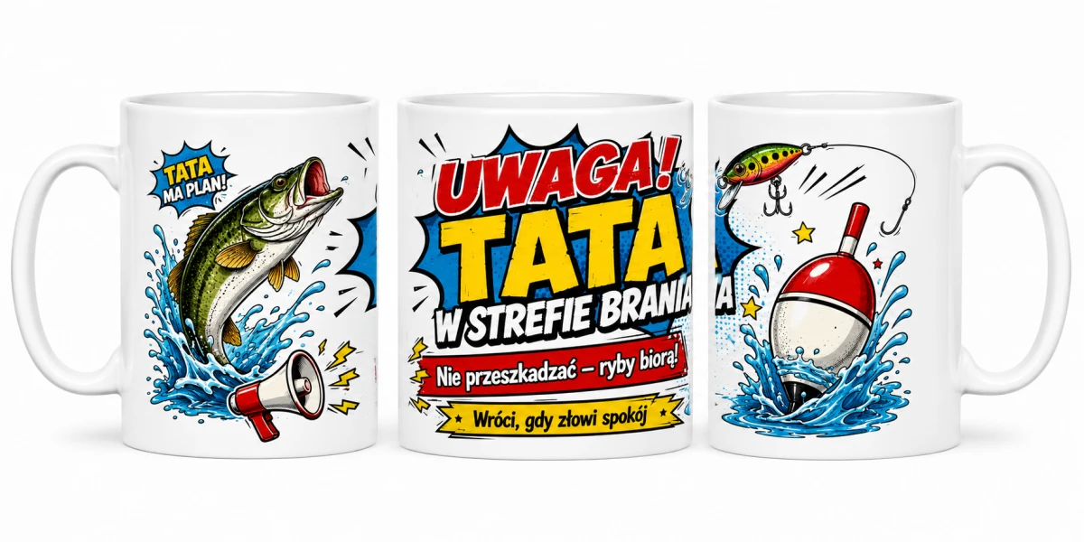 Kubek dla taty Uwaga! Tata w strefie brania z nadrukiem