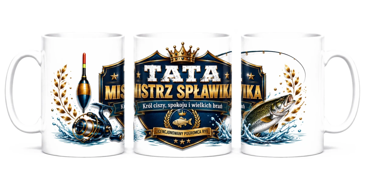 Kubek dla taty Tata mistrz spławika z nadrukiem