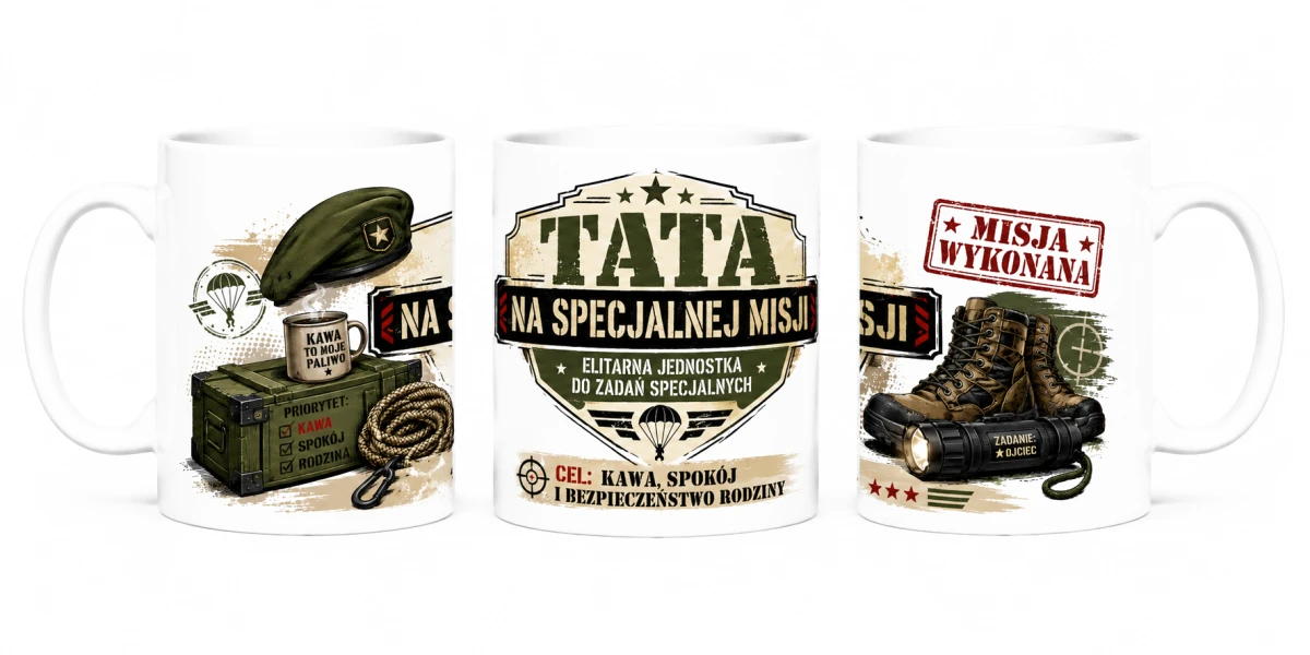 Kubek dla taty Tata na specjalnej misji z nadrukiem