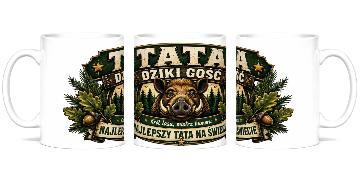Kubek dla taty Tata Dziki Gość z nadrukiem