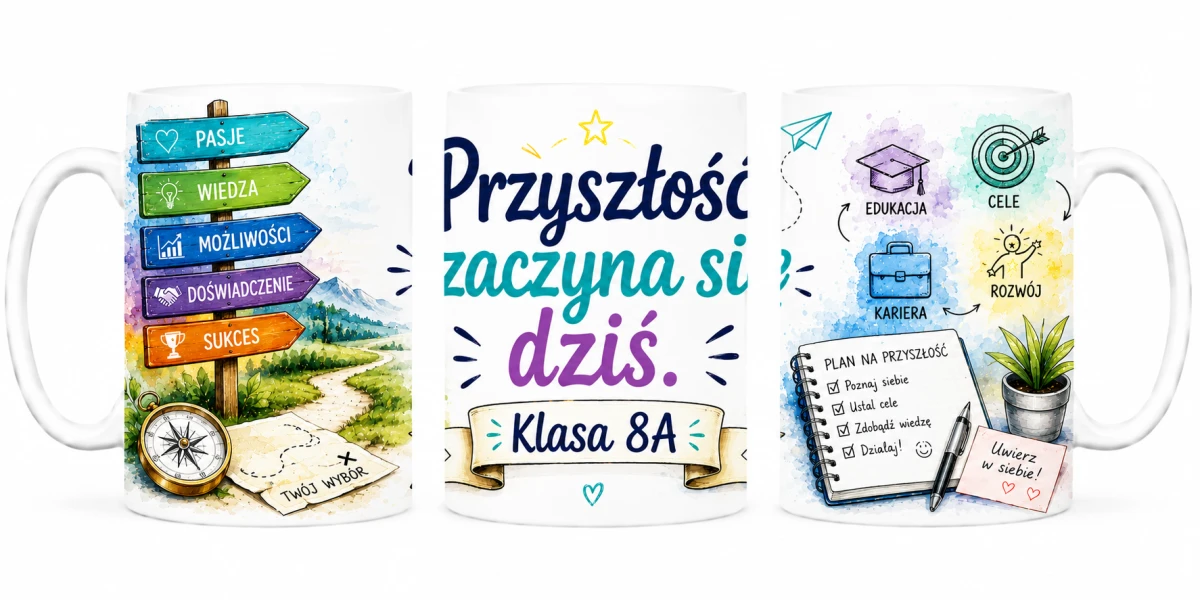 Kubek dla nauczyciela doradztwa zawodowego z personalizacją klasy - prezent od uczniów