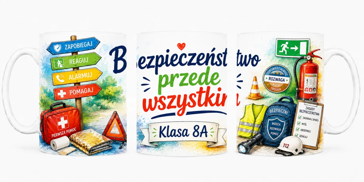 Kubek dla nauczyciela edukacji dla bezpieczeństwa z personalizacją klasy - prezent od uczniów