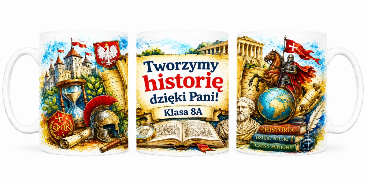 Kubek dla nauczyciela historii z personalizacją klasy - prezent od uczniów