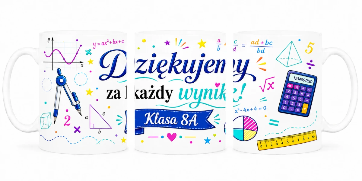 Kubek dla nauczyciela matematyki z personalizacją klasy - prezent od uczniów