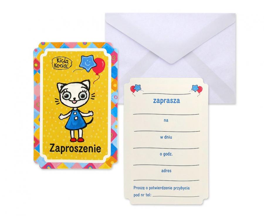 Zaproszenia z kopertami Kicia Kocia, 6 szt