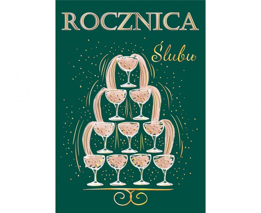 Kartka okolicznościowa Rocznica Ślubu Fontanna z kieliszków