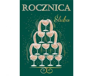 Kartka okolicznościowa Rocznica Ślubu Fontanna z kieliszków