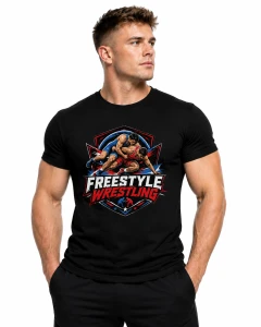 Koszulka Freestyle Wrestling – zapasy czerwono-niebieska