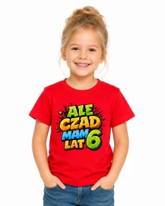 Koszulka Ale Czad Mam 6 Lat – czerwona