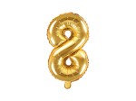 Balon foliowy Cyfra 8, 35cm, złoty