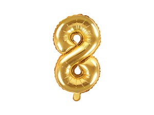 Balon foliowy Cyfra 8, 35cm, złoty
