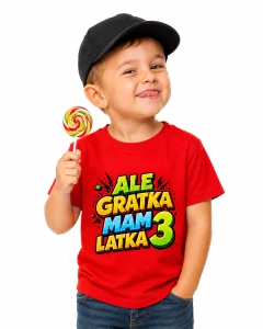 Koszulka Ale gratka mam 3 latka - czerwona