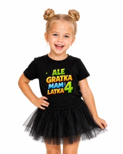 Koszulka Ale gratka mam 4 latka - czarna
