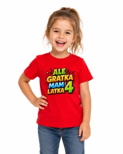 Koszulka Ale gratka mam 4 latka - czerwona