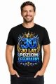 Koszulka na 30 urodziny – Poziom legendarny – koszulka czarna z dużą cyfrą 30 i dynamicznym motywem Poziom legendarny