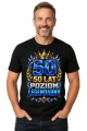 Koszulka na 50 urodziny – Poziom legendarny – koszulka czarna z dużą cyfrą 50 i dynamicznym motywem Poziom legendarny