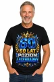 Koszulka na 60 urodziny – Poziom legendarny – koszulka czarna z dużą cyfrą 60 i dynamicznym motywem Poziom legendarny
