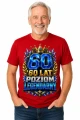 Koszulka na 60 urodziny – Poziom legendarny – koszulka czerwona z dużą cyfrą 60 i dynamicznym motywem Poziom legendarny